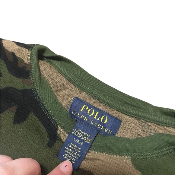 Polo Ralph Lauren Men’s Camo Green Waffle Knjt Long Sleeve Shirt Size L - Picture 3 of 5